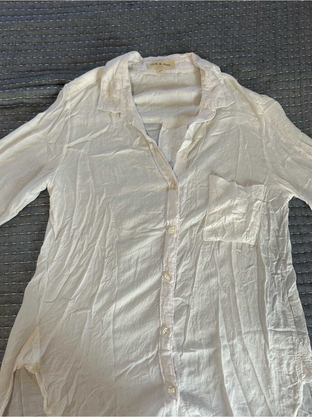 cloth & stone White Lightweight Button-Down Shirt